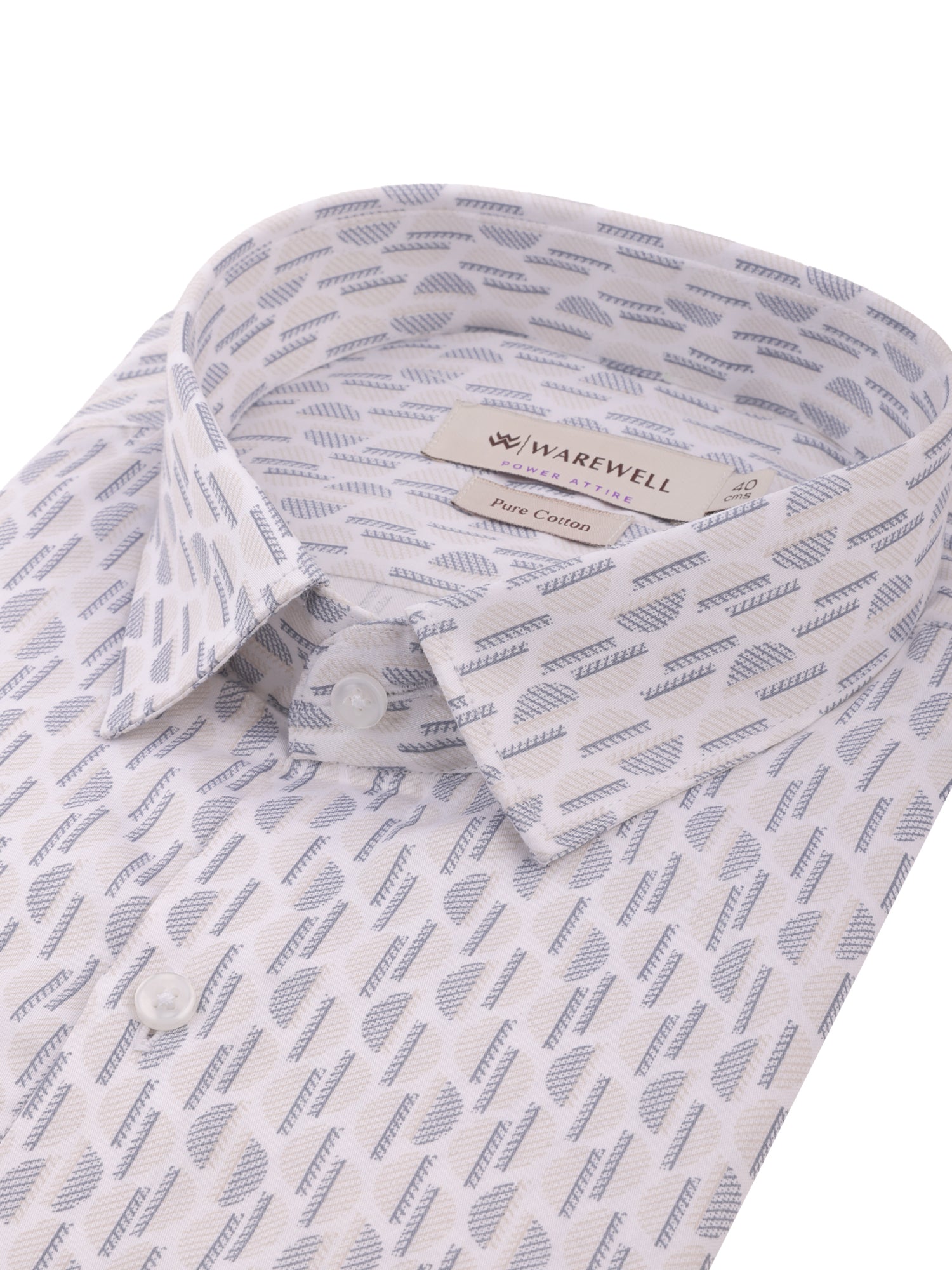 Men's White & Beige Rangoli Print Full-Sleeve Shirt – Rangoli 574A