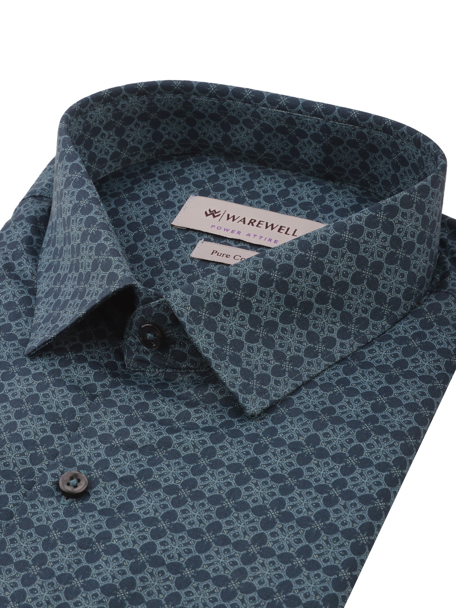Men's Teal Blue Medallion Print Full-Sleeve Shirt – 22572-01