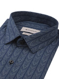 Men's Indigo Blue Chevron Print Full-Sleeve Shirt – 22656