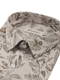 Men's Beige Tropical Leaf Print Full-Sleeve Shirt – 35196