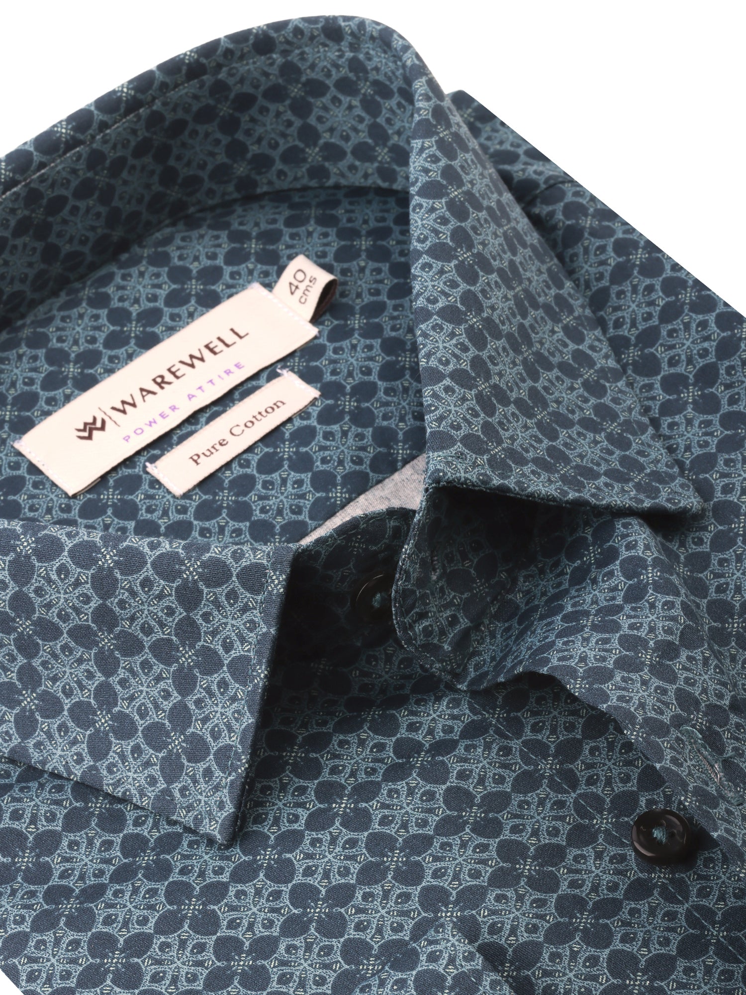 Men's Teal Blue Medallion Print Full-Sleeve Shirt – 22572-01