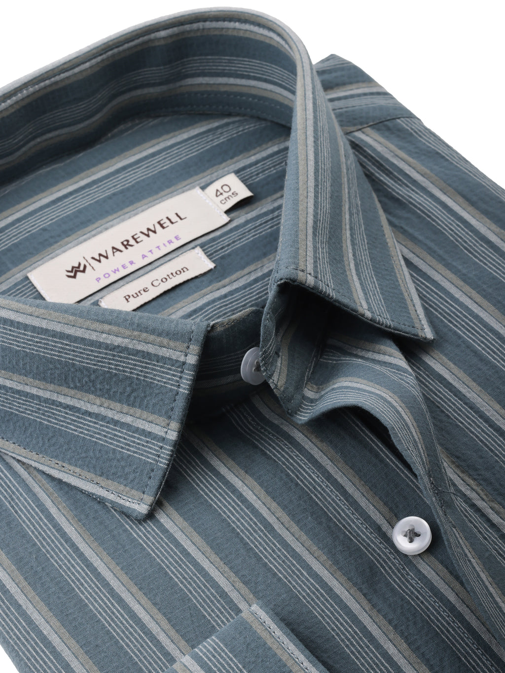 Men's Grey Striped Full-Sleeve Shirt – 22945-2