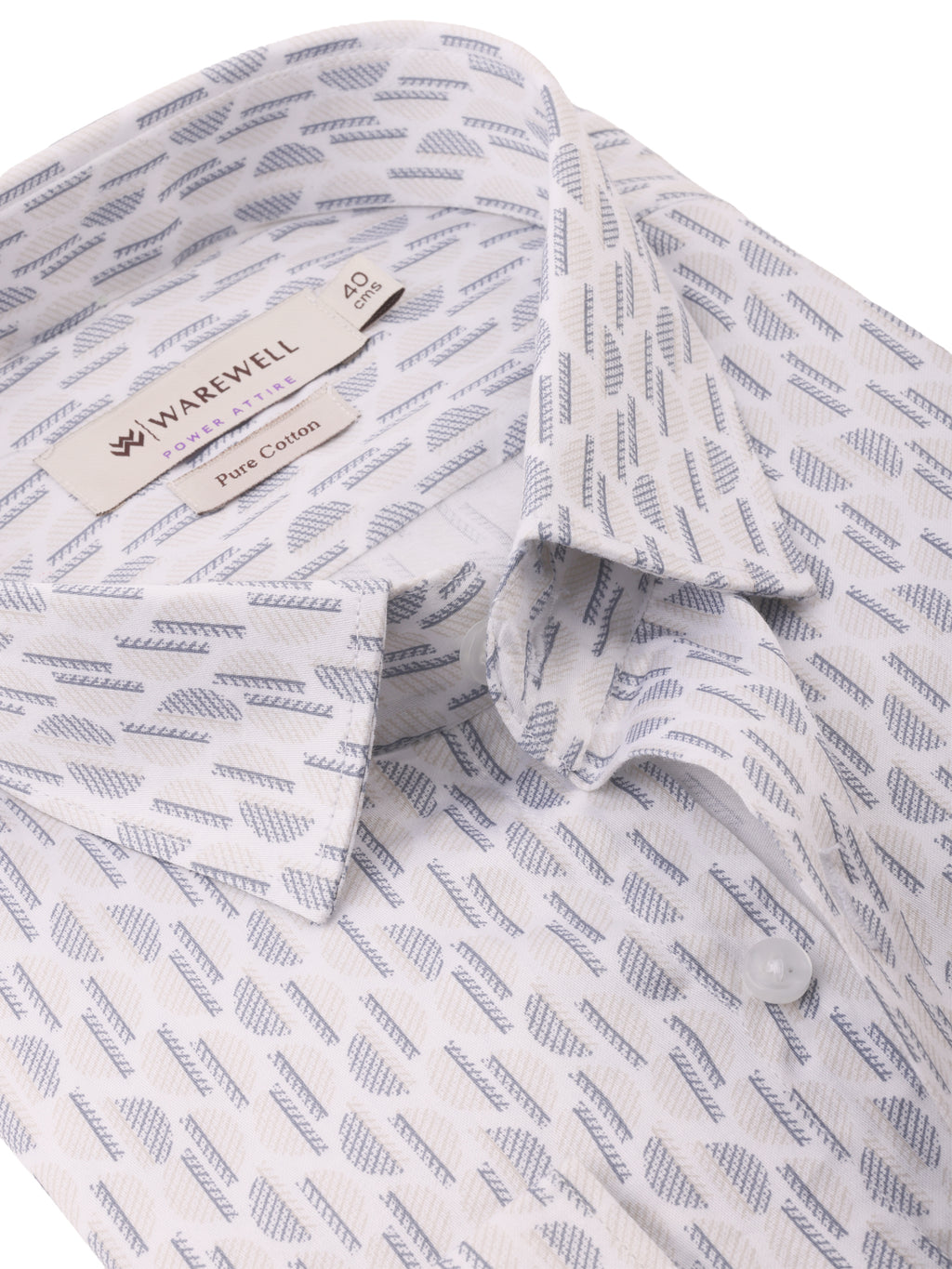 Men's White & Beige Rangoli Print Full-Sleeve Shirt – Rangoli 574A