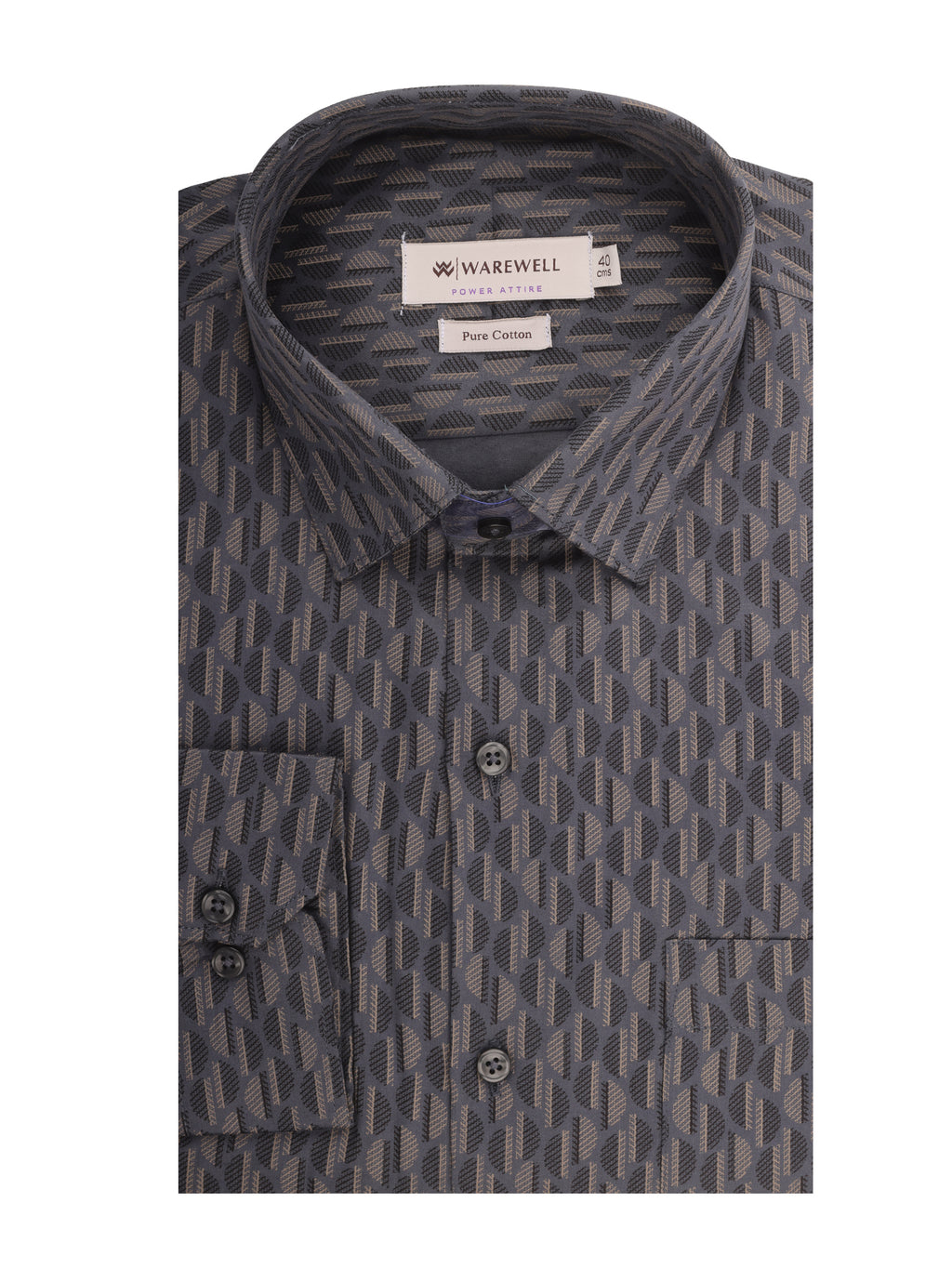 Men's Charcoal Grey Rangoli Print Full-Sleeve Shirt – Rangoli 574B