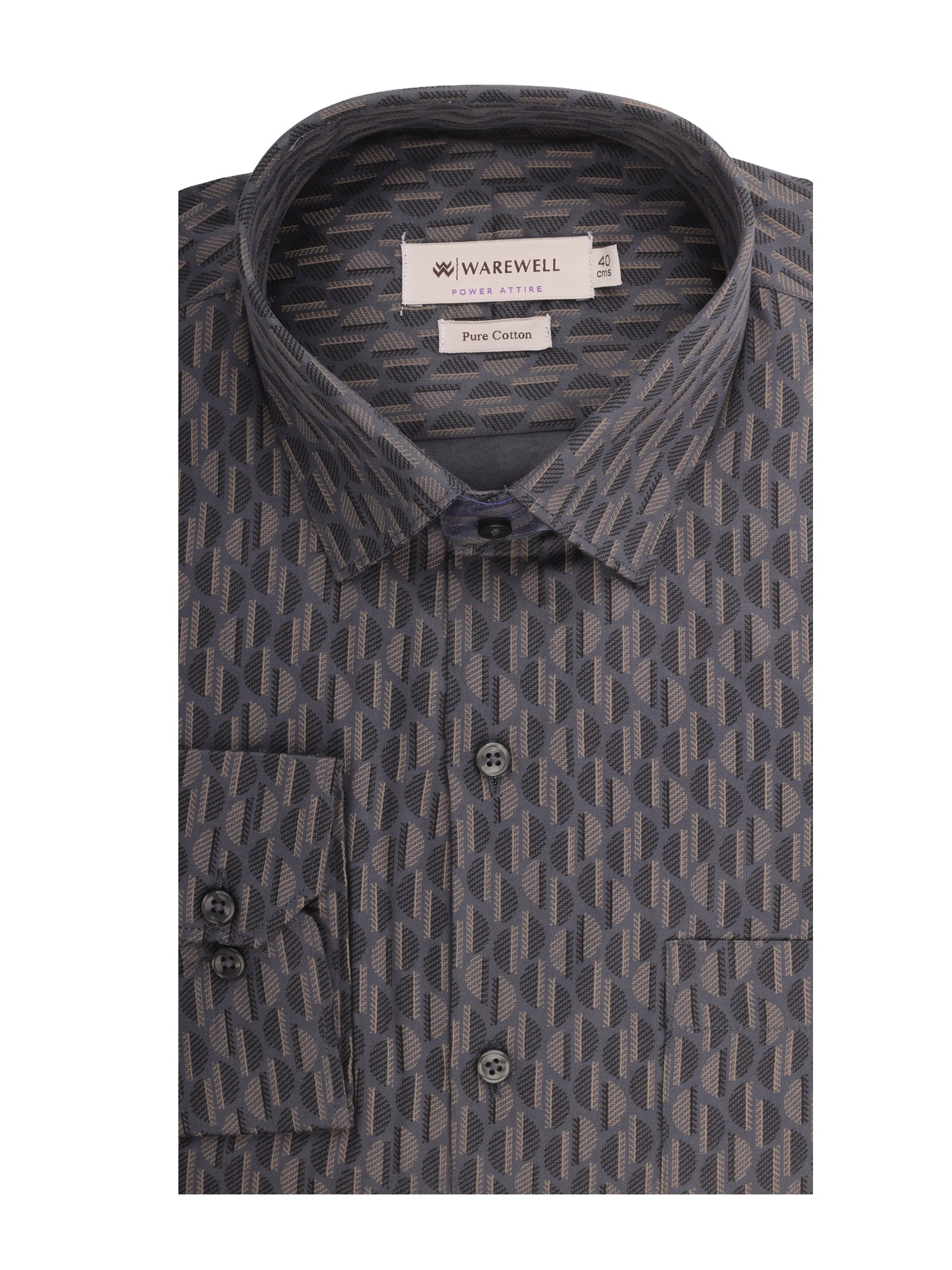Men's Charcoal Grey Rangoli Print Full-Sleeve Shirt – Rangoli 574B