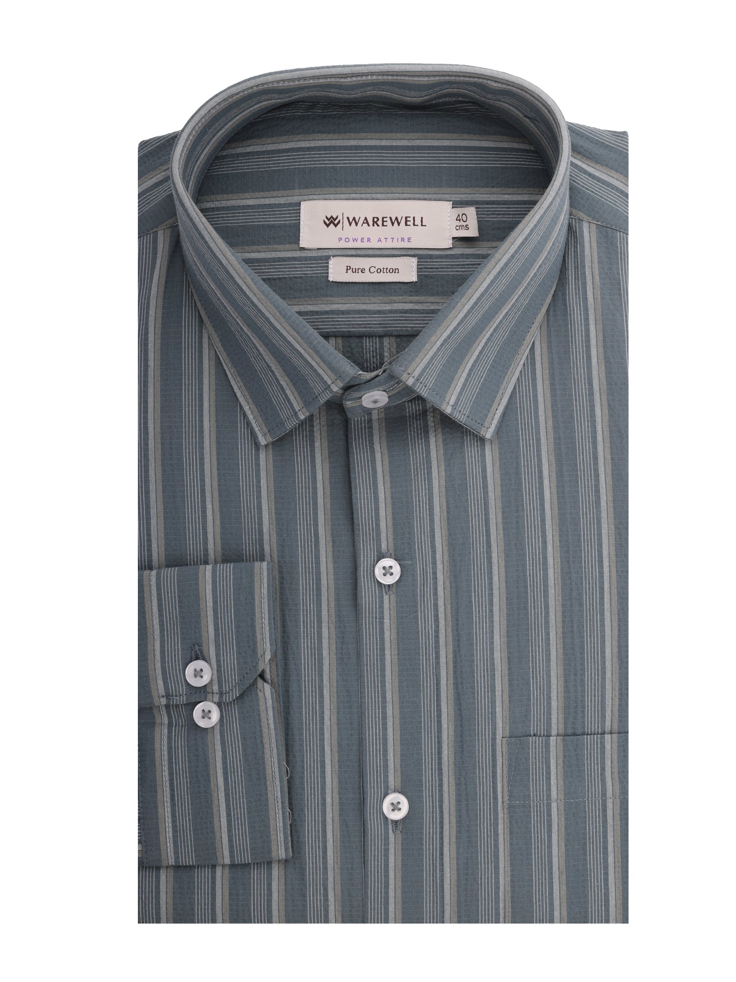 Men's Grey Striped Full-Sleeve Shirt – 22945-2