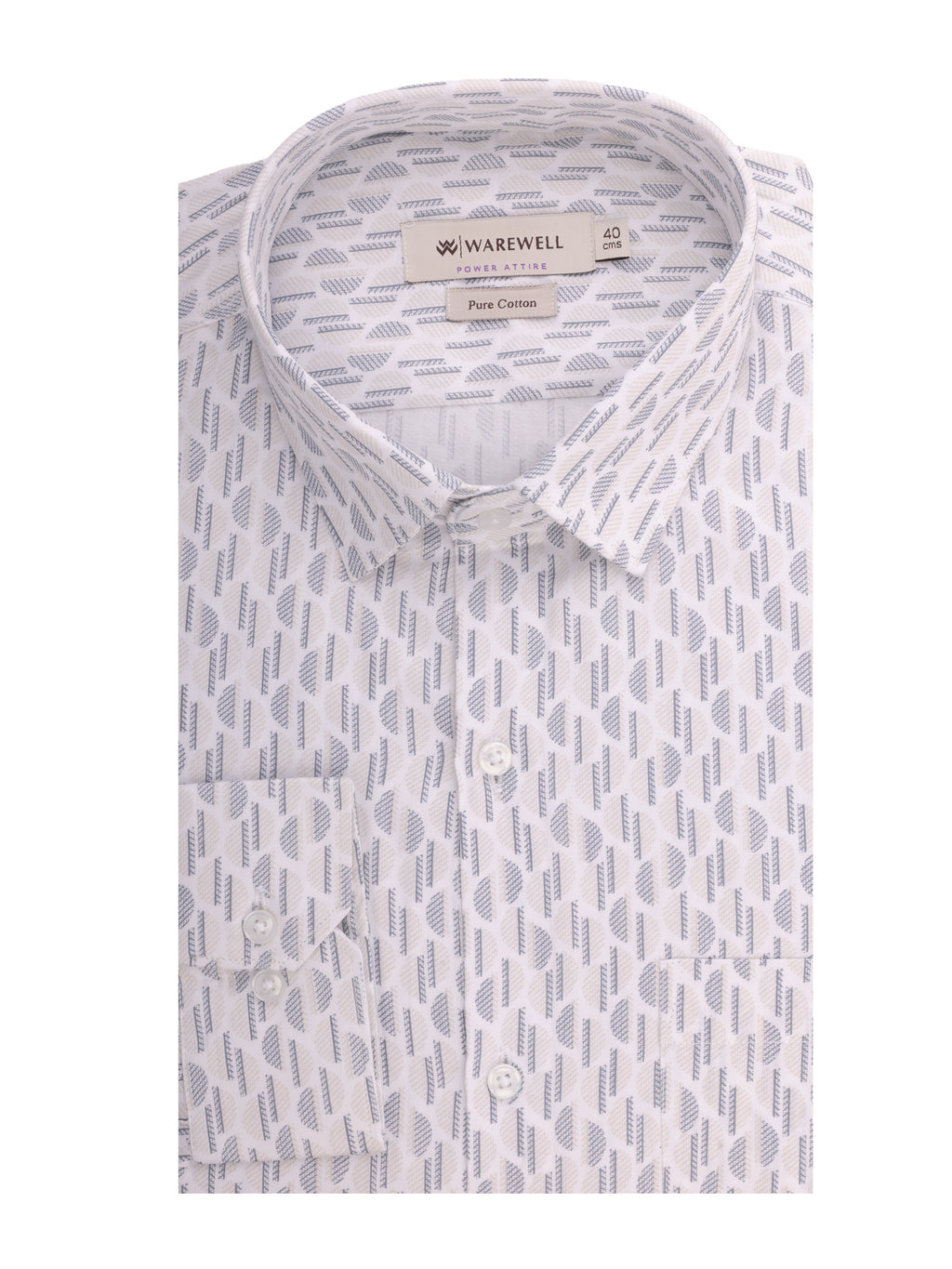 Men's White & Beige Rangoli Print Full-Sleeve Shirt – Rangoli 574A