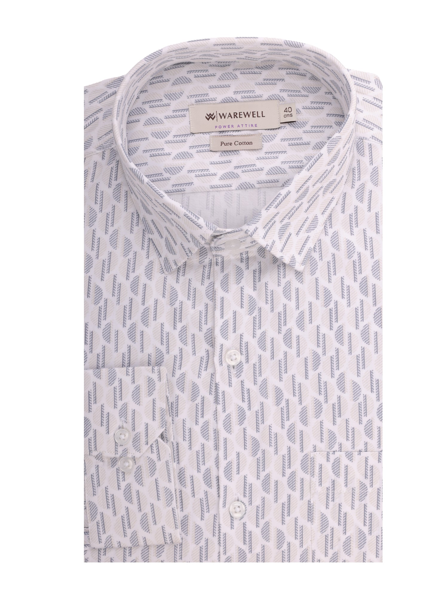 Men's White & Beige Rangoli Print Full-Sleeve Shirt – Rangoli 574A