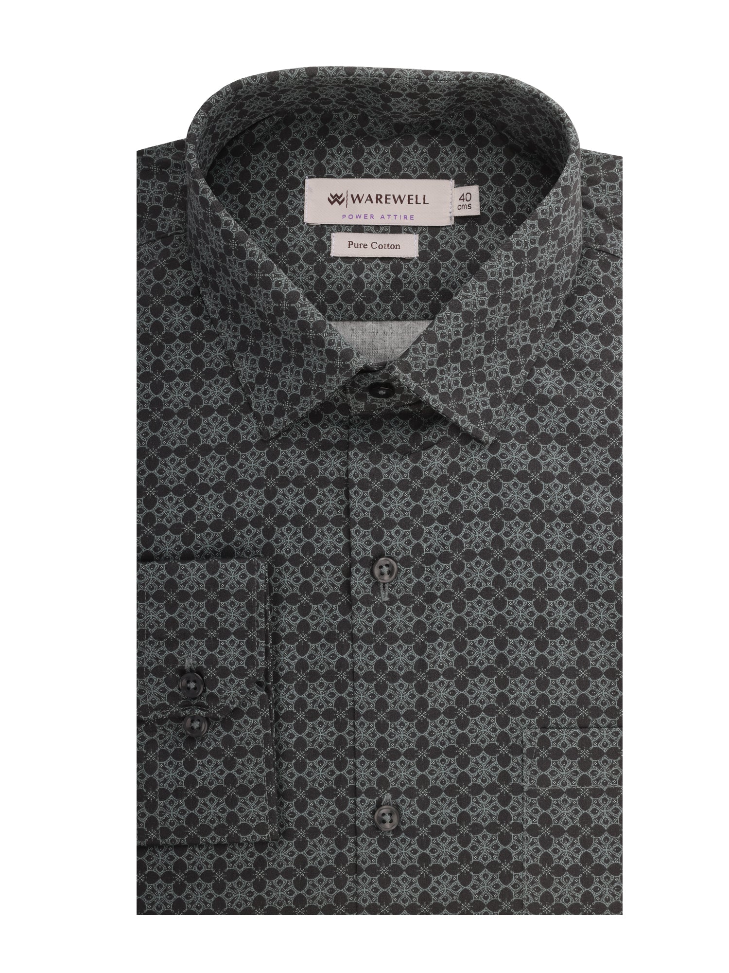 Men's Charcoal Grey Medallion Print Full-Sleeve Shirt – 22572-02