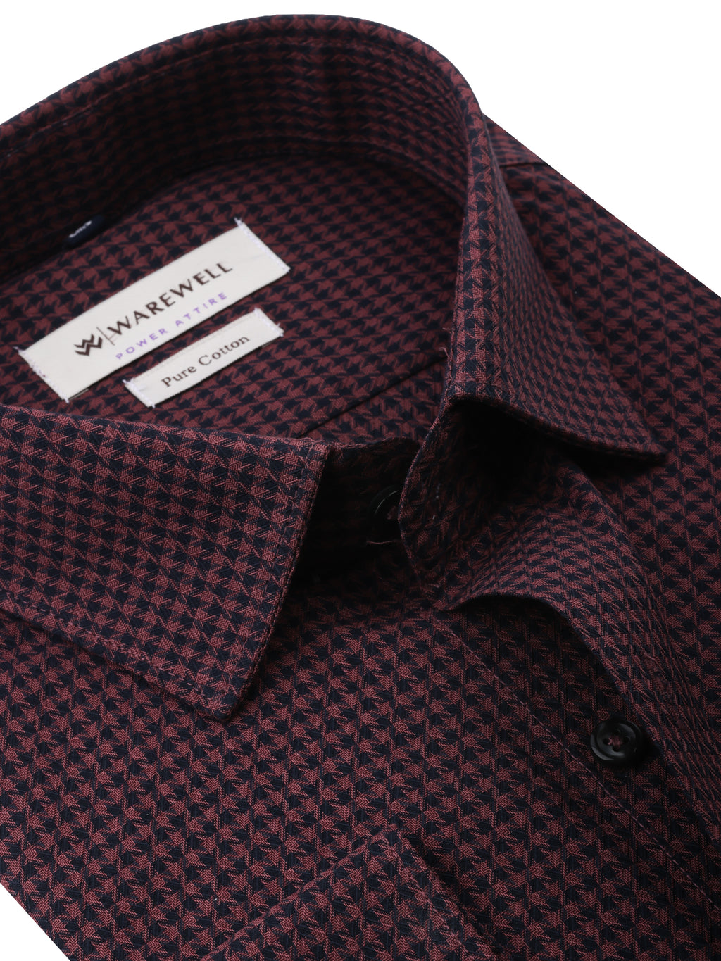 Men's Maroon Houndstooth Check Full-Sleeve Shirt – 47146